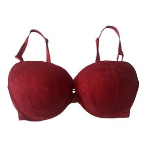 Vtg Victorias Secret Angels Pink Label Lace 36DD Bra Air Padding Red